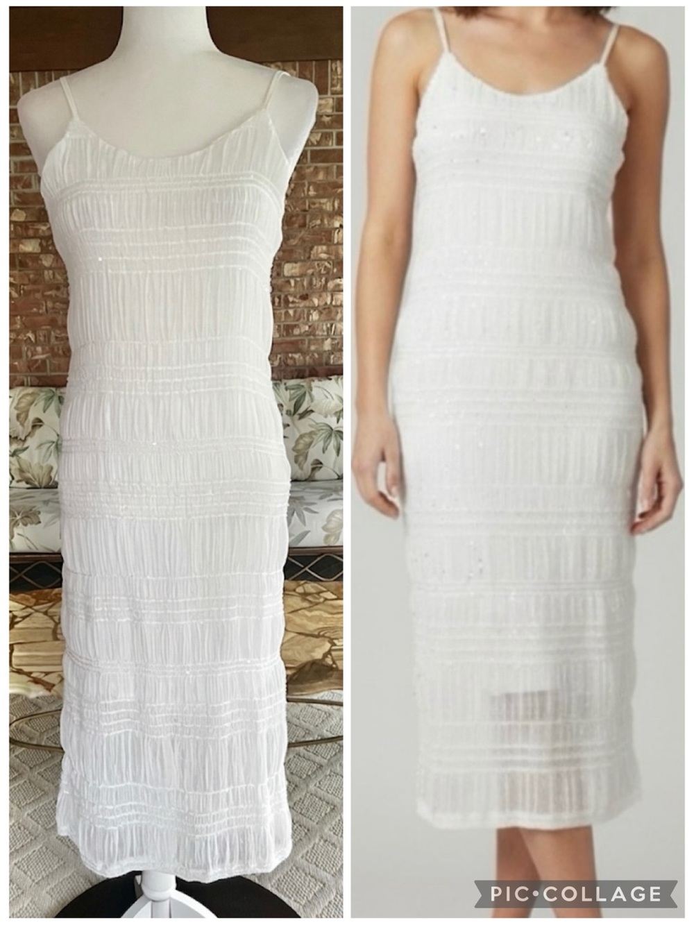 Dazy White Sequin Tiered Sleeveless Bodycon Midi Dress L (jrs) Quiet Luxury